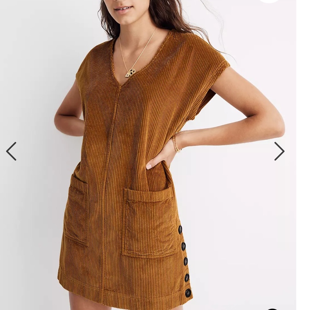 Madewell NWT Corduroy Side-Button Shift  Dress XS